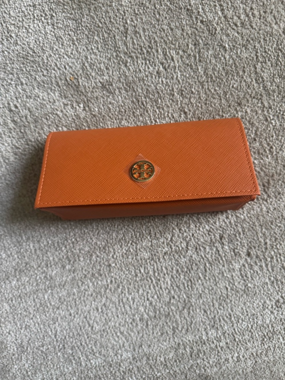 Tory Burch Orange Leather Logo Eyewear Case
